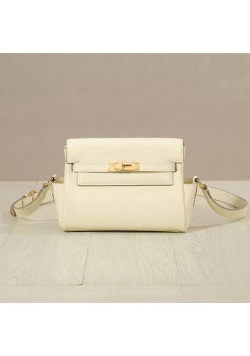 Tiger Lyly Garbo Grain Leather Shoulder Bag Cream Gold