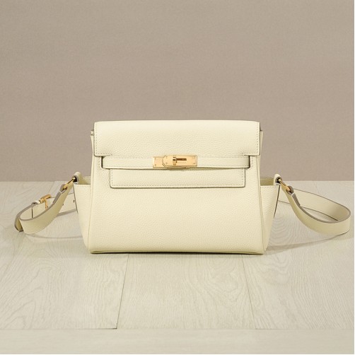 Tiger Lyly Garbo Grain Leather Shoulder Bag Cream Gold