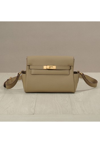 Tiger Lyly Garbo Grain Leather Shoulder Bag Grey Gold