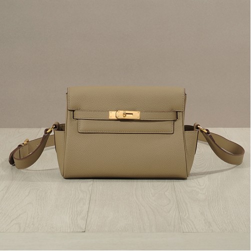 Tiger Lyly Garbo Grain Leather Shoulder Bag Grey Gold