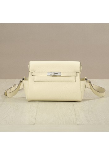 Tiger Lyly Garbo Grain Leather Shoulder Bag Cream Silver