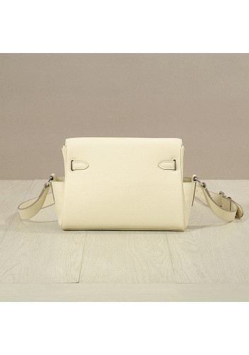 Tiger Lyly Garbo Grain Leather Shoulder Bag Cream Silver