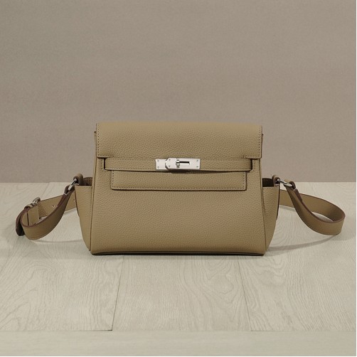 Tiger Lyly Garbo Grain Leather Shoulder Bag Grey Silver