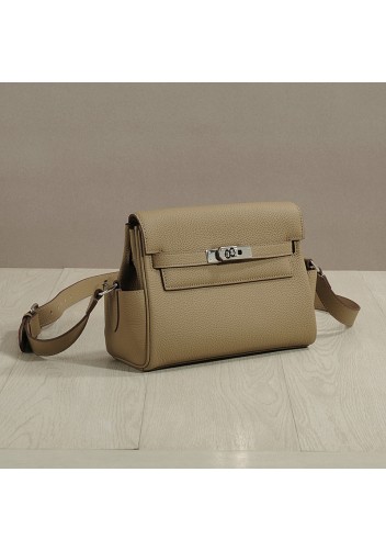 Tiger Lyly Garbo Grain Leather Shoulder Bag Grey Silver