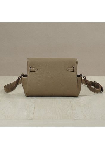 Tiger Lyly Garbo Grain Leather Shoulder Bag Khaki Silver