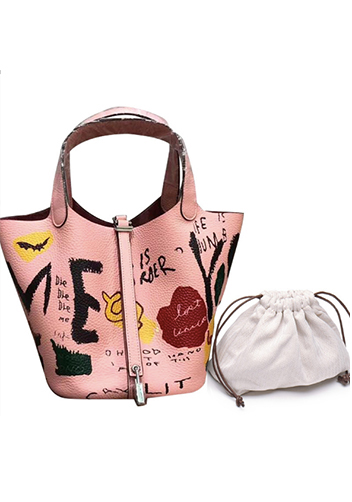 Estelle Leather Bag Graffiti Pink