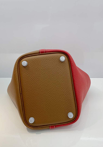 Estelle Bicolor Leather Bag Camel Red