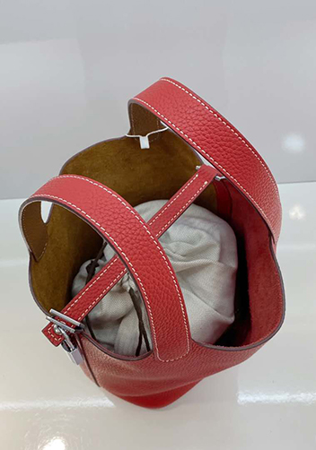 Estelle Bicolor Leather Bag Camel Red