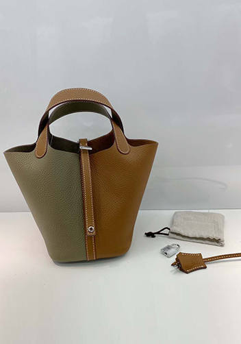 Estelle Bicolor Leather Bag Grey Camel