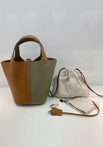 Estelle Bicolor Leather Bag Grey Camel