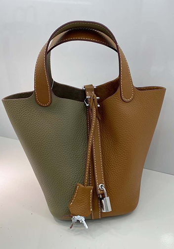 Estelle Bicolor Leather Bag Grey Camel