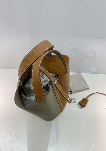 Estelle Bicolor Leather Bag Grey Camel