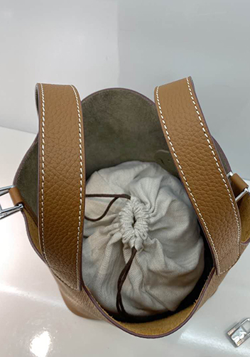 Estelle Bicolor Leather Bag Grey Camel