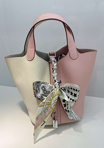 Estelle Bicolor Leather Bag White Pink