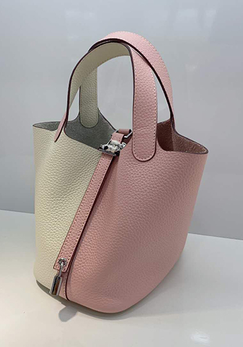 Estelle Bicolor Leather Bag White Pink