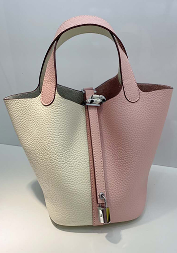 Estelle Bicolor Leather Bag White Pink