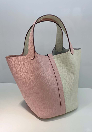 Estelle Bicolor Leather Bag White Pink