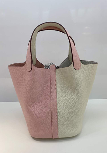 Estelle Bicolor Leather Bag White Pink