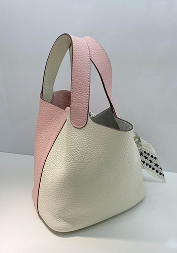 Estelle Bicolor Leather Bag White Pink