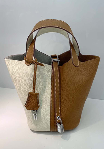 Estelle Bicolor Leather Bag White Camel