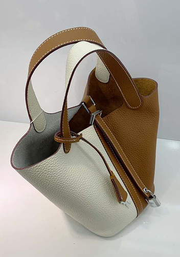 Estelle Bicolor Leather Bag White Camel