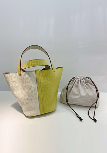 Estelle Bicolor Leather Bag Yellow White