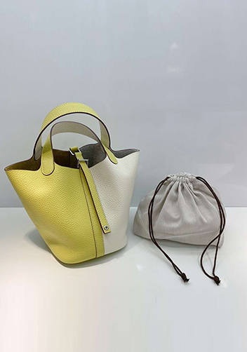 Estelle Bicolor Leather Bag Yellow White