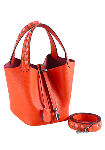 Estelle Palmprint Leather Bag Orange