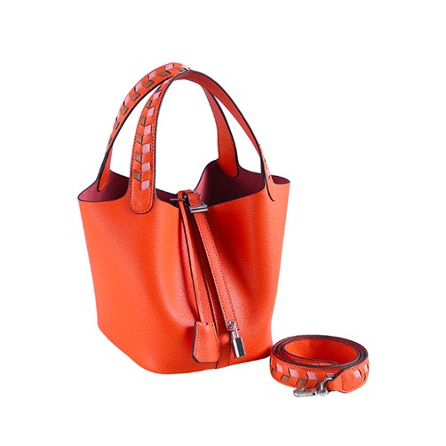 Estelle Palmprint Leather Bag Orange