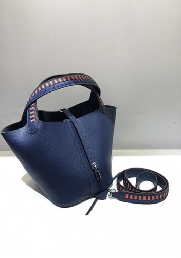 Estelle Palmprint Leather Bag Dark Blue