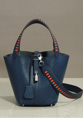 Estelle Palmprint Leather Bag Dark Blue