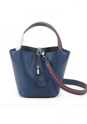 Estelle Palmprint Leather Bag Dark Blue