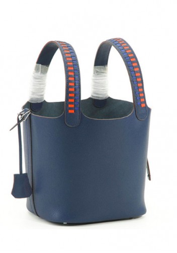 Estelle Palmprint Leather Bag Dark Blue